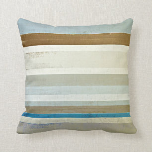 'Invent' Blue and Beige Abstract Art Cushion