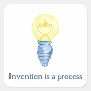 Invention is a Process Idea Lightbulb Custom Text Square Sticker