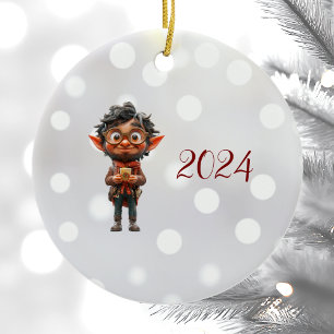 Inventor Christmas Elf Ceramic Ornament