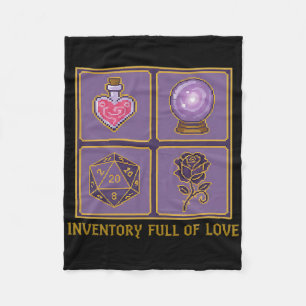 Inventory Full Of Love Cute Gamer Gaming Medieval Fleece Blanket