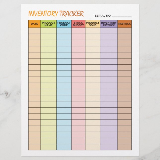 Inventory Tracker Custom Letterhead (Front)