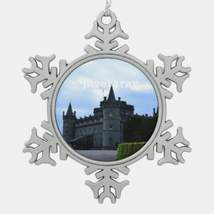 Inveraray Castle in Argyll Snowflake Pewter Christmas Ornament