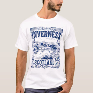 Inverness City Skyline Featuring Thistles And Rive T-Shirt