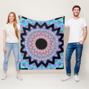 Invert Conflicted Mandala ( Black ) Fleece Blanket