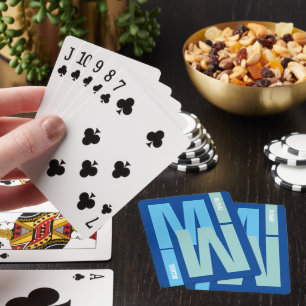 inverted 2-tone blue Monogram initial & name Playing Cards