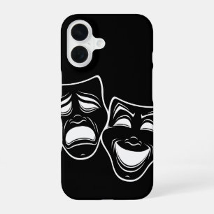 Inverted Black And White Comedy And Tragedy Masks iPhone 16 Case