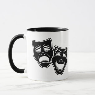 Inverted Black And White Comedy And Tragedy Masks Mug