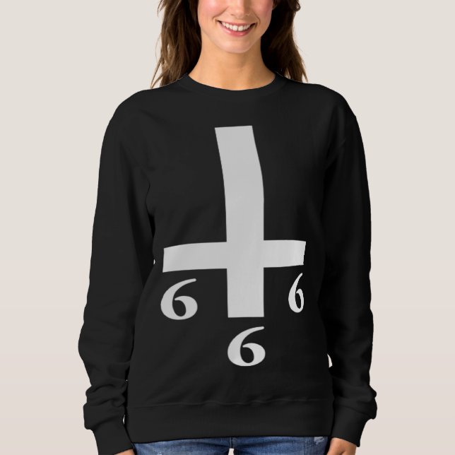 Inverted Cross 666 Upside Down Satan Antichrist At Sweatshirt (Front)
