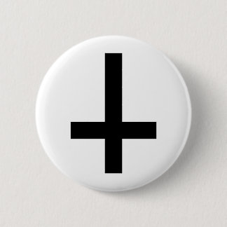 inverted cross 6 cm round badge
