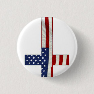 Inverted Cross America 3 Cm Round Badge