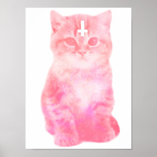 Inverted Cross Pastel Cat Poster