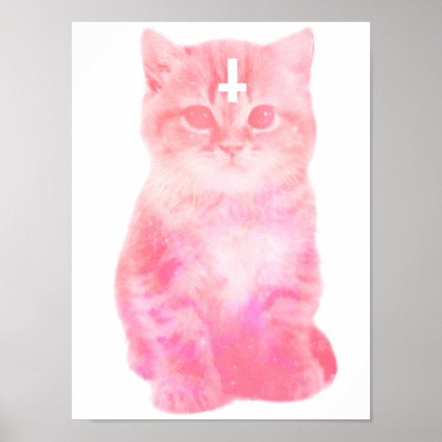 Inverted Cross Pastel Cat Poster (Front)