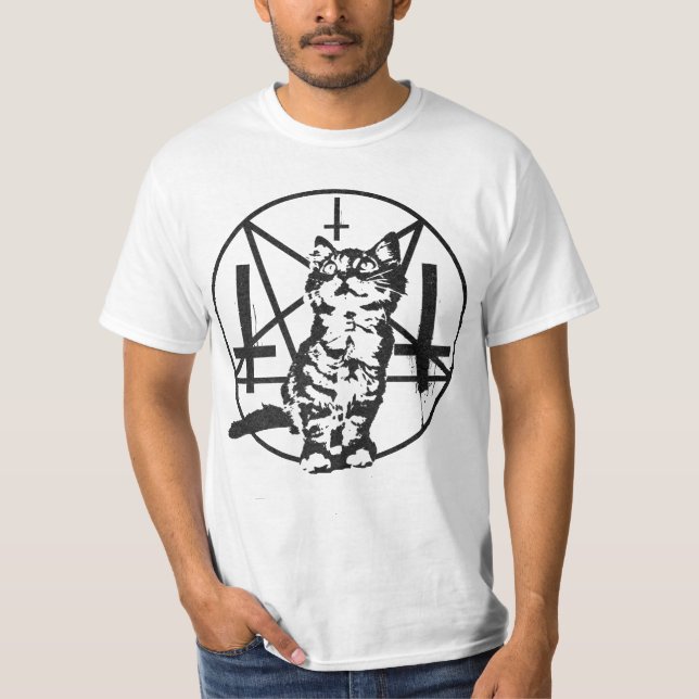 Inverted Cross & Pentacle Kitten T-Shirt (Front)