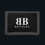 Inverted name initials custom monogram black trifold wallet<br><div class="desc">Inverted name initials custom monogram black Trifold Wallet. Personalised gift idea for men,  women and kids. Elegant template design.</div>