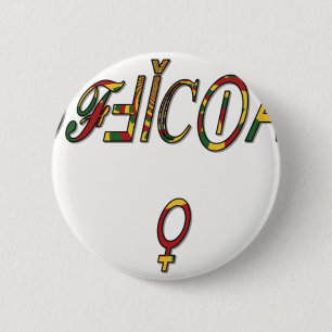 Inverted "OFFICIAL" Female Symbol Art Print 6 Cm Round Badge