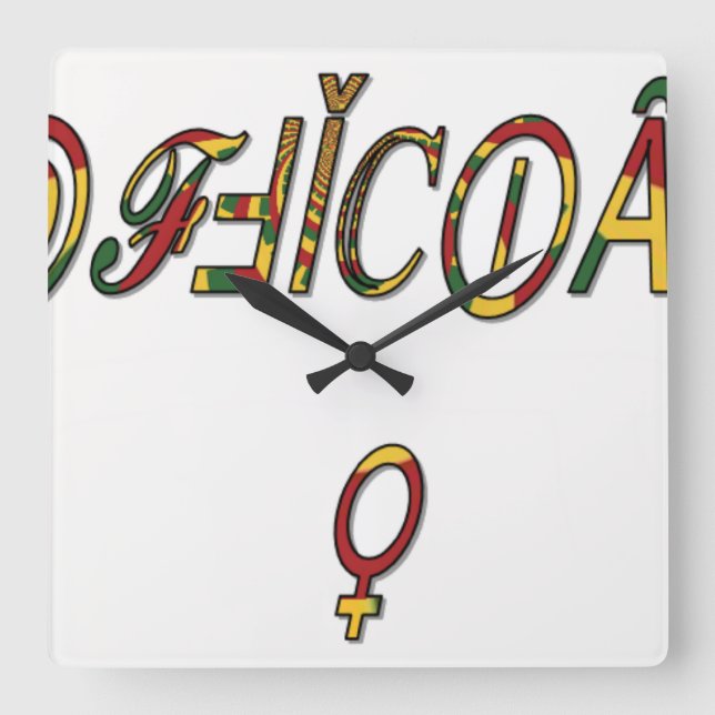 Inverted "OFFICIAL" Female Symbol Art Print Square Wall Clock (Front)