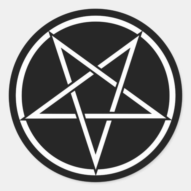 Inverted pentagram (background colour customisable classic round sticker (Front)