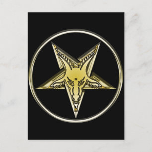 Inverted Pentagram with Golden Goat Head Postcard