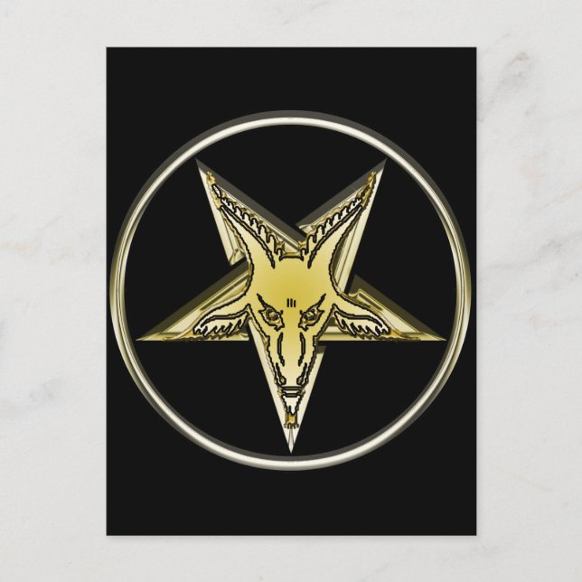 Inverted Pentagram with Golden Goat Head Postcard (Front)