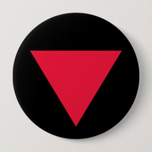 inverted red triangle 10 cm round badge
