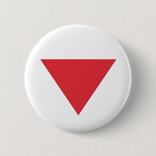Inverted Red Triangle 6 Cm Round Badge (Front)