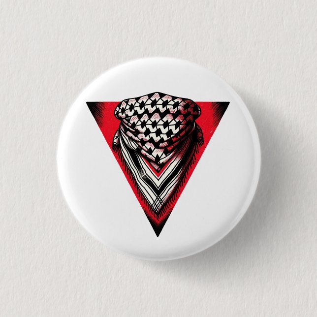 Inverted Red Triangle keffiyeh 3 Cm Round Badge (Front)