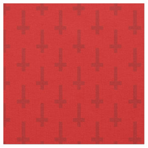 inverted upside down cross red fabric