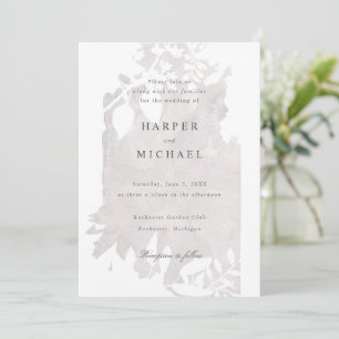 inverted watercolor flowers wedding invitation