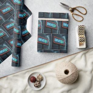 Invest Neon Billboard In a Storm Wrapping Paper
