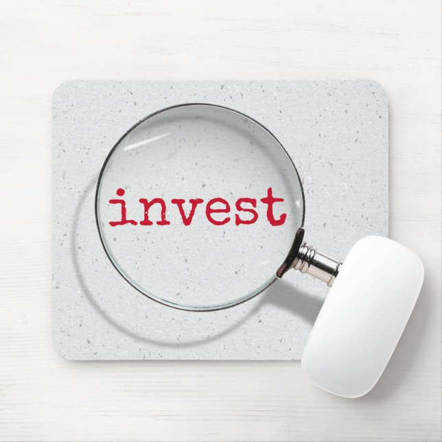 Invest Text Under Magnifying Glass  Mouse Pad (With Mouse)