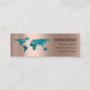 Investments Finance Traveling Blog World Map Gold Mini Business Card