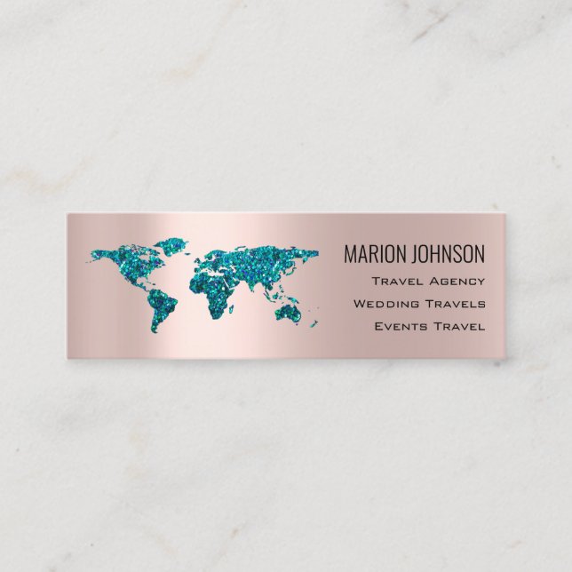 Investments Finance Travelling Blog World Map Gold Mini Business Card (Front)