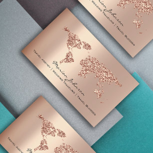 Investments Finance Wedding Travel World Rose Gold Business Card