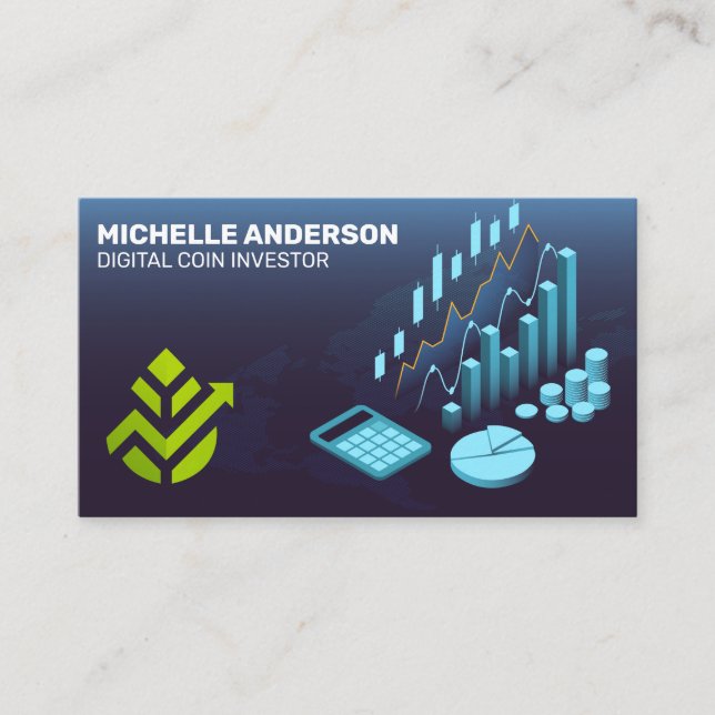 Investor | Ai Fintech | Stocks Chart Business Card (Front)