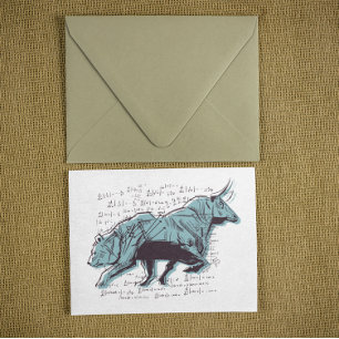 Investor Bull and Bear Stock Market Trading Postcard