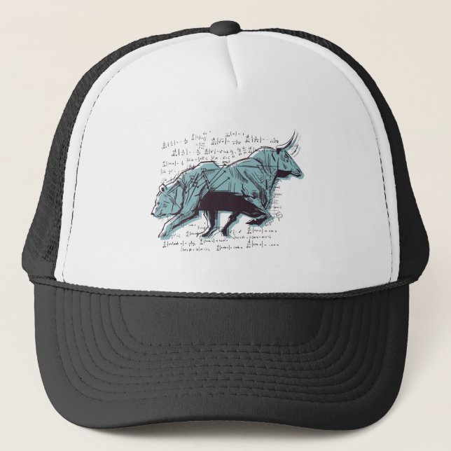 Investor Bull and Bear Stock Market Trading  Trucker Hat (Front)