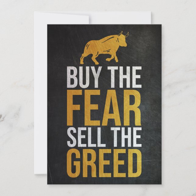 Investor Buy Fear Sell Greed Trader Save The Date (Front)