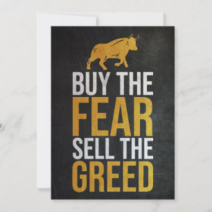 Investor Buy Fear Sell Greed Trader Thank You Card