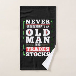 Investor Power Of A Old Man Who Trades Stocks Hand Towel