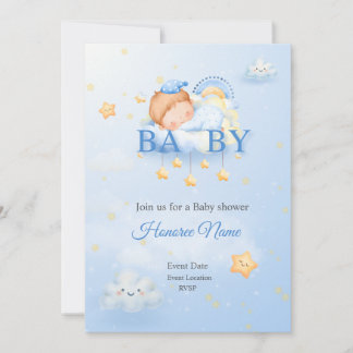Inviation Card Blue Baby shower