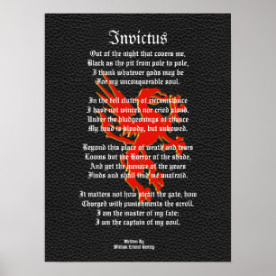 Invictus, inspirational poem black with griffon poster