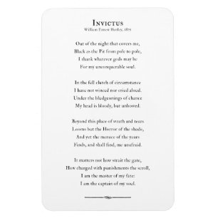 Invictus Poem, inspirational quote fridge magnet