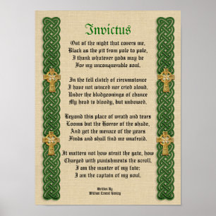 Invictus, Victorian poem Celtic Knots and crosses Poster