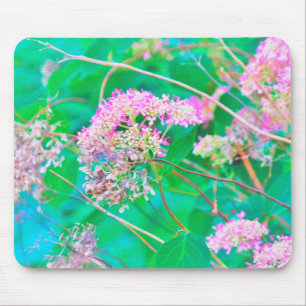 Invincibelle Spirit Hot Pink Hydrangeas on Aqua Mouse Pad