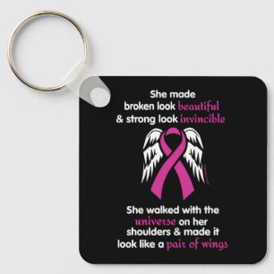Invincible/Her...Breast Cancer Key Ring