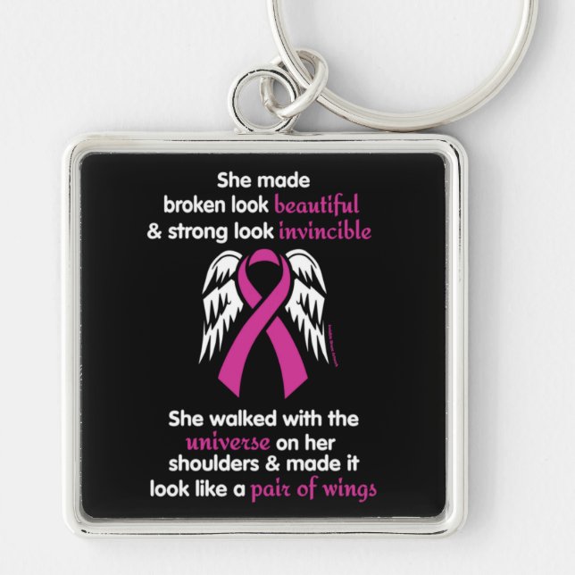Invincible/Her...Breast Cancer Key Ring (Front)