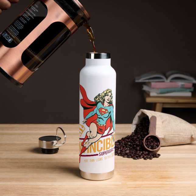 Invincible Supergirl Retro Graphic Water Bottle (Coffee)