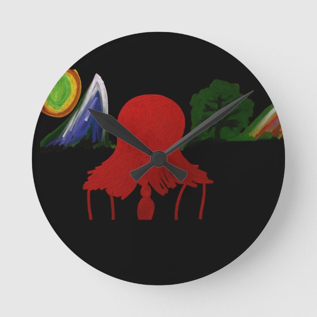 Invisible Girl Trapped in Another Universe Round Clock (Front)