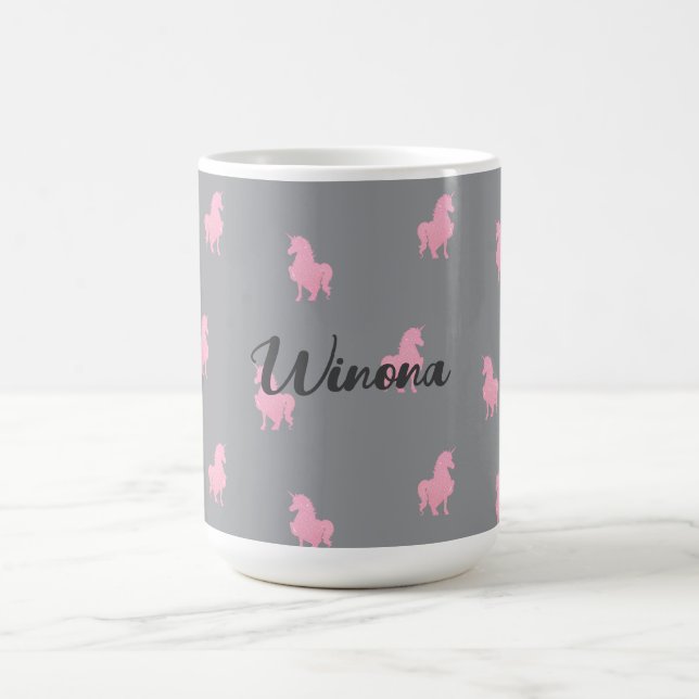 Invisible Pink Unicorn on Grey Coffee Mug (Center)