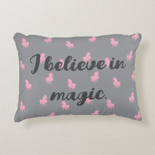 Invisible Pink Unicorn on Grey Decorative Cushion